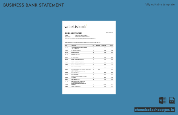 Valartis-Kontoauszug (Word und PDF) – Beispielvorschau